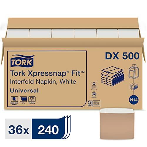 Tork Xpressnap Fit® White Dispenser Napkin N14, 100% Recycled Fibers 1-ply, 36 packs x 240 napkins, DX500 - SHOP NO2CO2