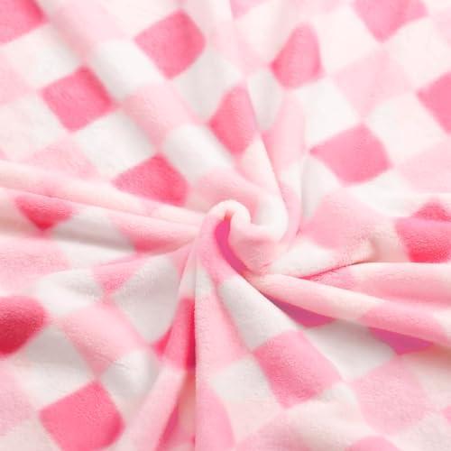 Touchat Fleece Throw Blankets, Gradient Pink Buffalo Plaid Throw Blanket for Couch Sofa Bed, Soft Warm Fuzzy Cozy Plush Checkered Blanket, Lightweight Farmhouse Decor 50" x 60" (Light Deep pink plaid) - SHOP NO2CO2