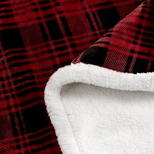 Touchat Sherpa Plaid Throw Blanket(60" X 70", Plaid Red), Fuzzy Fluffy Cozy Soft Blanket, Fleece Flannel Plush Twin Size Microfiber Blanket for Couch Bed Sofa - SHOP NO2CO2