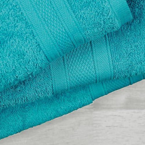 TRIDENT Luxury Soft Christmas Towel Sets for Bathroom, 6 Piece Towels Set, 2 Bath Towels, 2 Hand Towels, 2 face Cloths, Christmas Clearance Towel Set, Ring Spun Cotton 100%, Xmas Teal Towel Set - SHOP NO2CO2