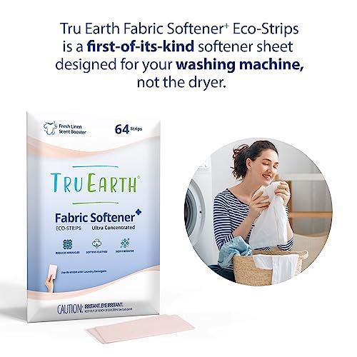 Tru Earth Fabric Softener Strips for Washing Machine, Alternative to Fabric Softener Liquid and Pods, Fresh Linen Scent Booster, Up to 128 Loads Per 64-Count - SHOP NO2CO2