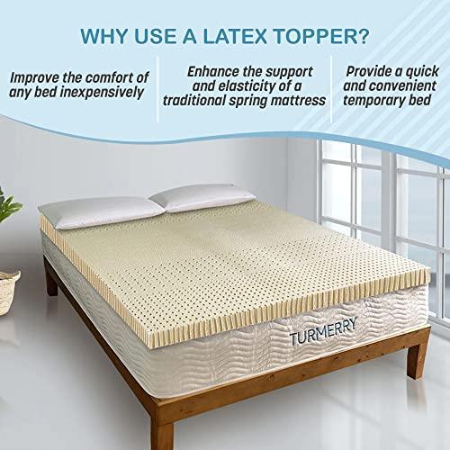 Turmerry 7-Zone Organic Latex Mattress Topper GOLS Certified (Queen / 3 inch/Medium) - SHOP NO2CO2