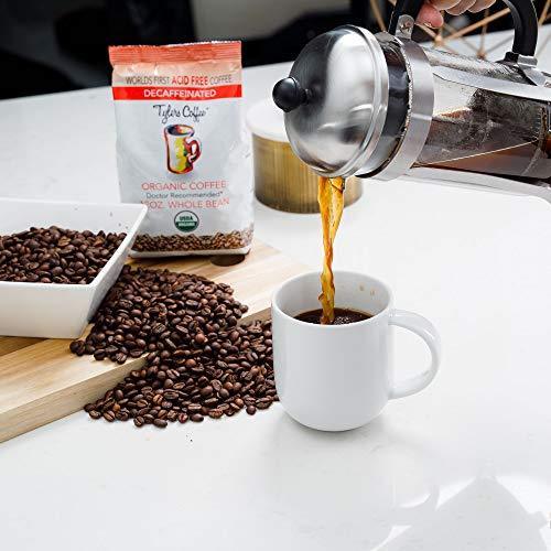 Tyler’s No Acid Organic Coffee Beans - 100% Arabica Full Flavor Decaf - Neutral pH - No Bitter Aftertaste - Gentle on Digestion, Reduce Acid Reflux - Protect Teeth Enamel - For No Acid Diets - 12 oz - SHOP NO2CO2