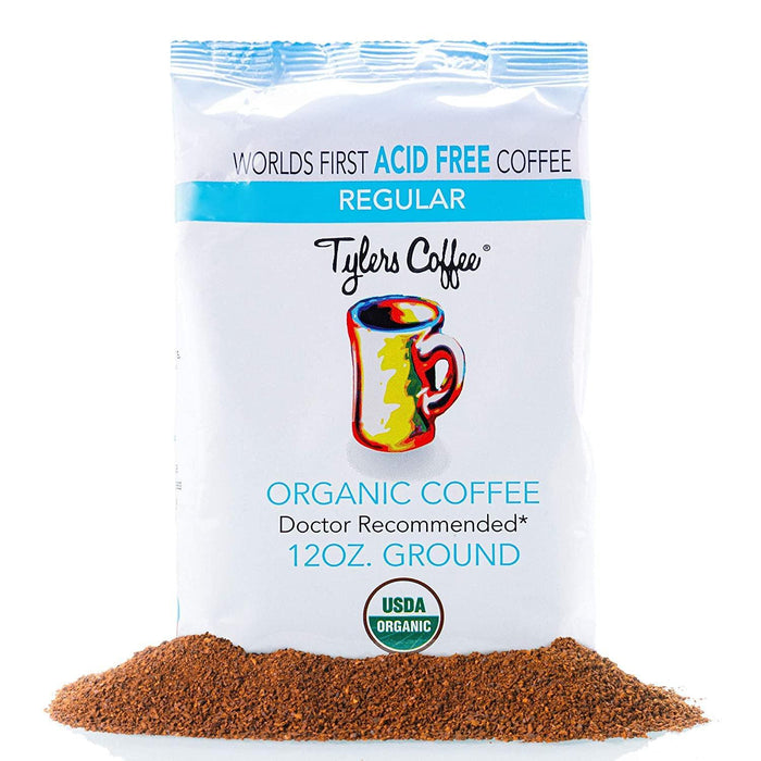 Tyler’s No Acid Organic Coffee Beans - 100% Arabica Full Flavor Decaf - Neutral pH - No Bitter Aftertaste - Gentle on Digestion, Reduce Acid Reflux - Protect Teeth Enamel - For No Acid Diets - 12 oz - SHOP NO2CO2