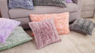 Uhamho Faux Rabbit Fur Pillowcases 18 x 18 Inch Set of 2 Solid Velvet Back Throw Pillow Cover Square Cushion Case Zipper Closure Soft and Fluffy Modern Home Decorative Lavender Ombre - SHOP NO2CO2