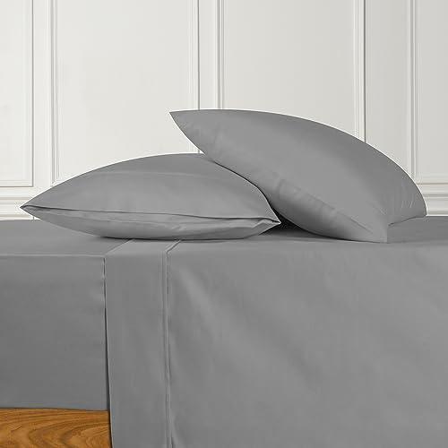 URBANHUT 100% Cotton Queen Sheets Set (4Pc), 700 Thread Count, Soft Luxury Bed Sheets for Queen Size Bed, Sateen Weave Hotel Sheets, 16'' Elasticized Deep Pocket - Dark Grey - SHOP NO2CO2