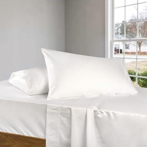 URBANHUT 100% Egyptian Cotton Sheets - 1000 Thread Count California King White Sheet Set (4Pc), Long Staple Cotton Sheets, All Season Sateen Weave, Luxury Hotel Calking Bedsheets,16" Deep Pocket - SHOP NO2CO2