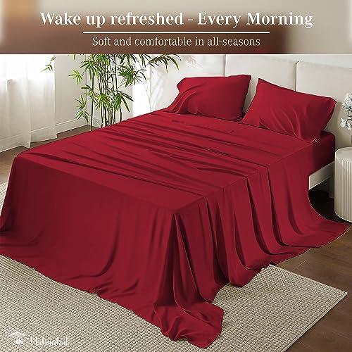 URBANHUT 1000 Thread Count Sheets Set King Size, 100% Pure Cotton, Egyptian Cotton Like Long Staple Soft & Breathable, 4 Pc Bed Sheet Sets, Luxury Hotel Sateen Sheets Fits 16" Deep Pocket - Burgundy - SHOP NO2CO2