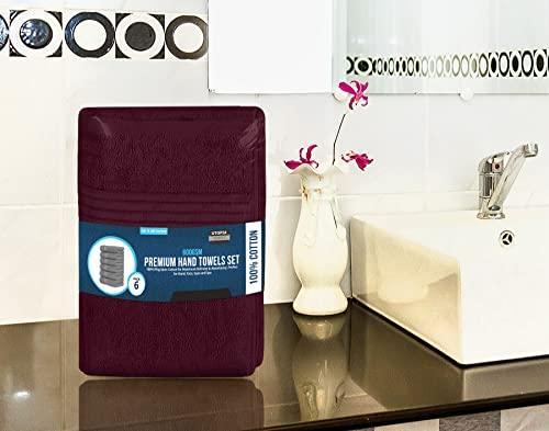 Utopia Towels 6 Piece Premium Hand Towels Set, (16 x 28 inches) 100% Ring Spun Cotton, Lightweight and Highly Absorbent Towels for Bathroom, Travel, Camp, Hotel, and Spa (Burgundy) - SHOP NO2CO2