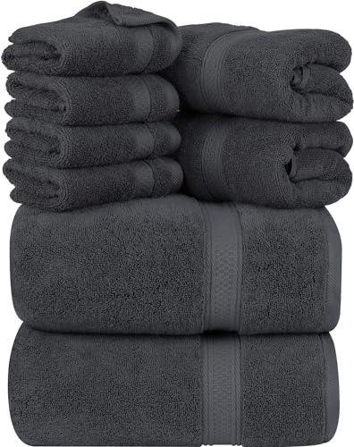 Utopia Towels 8-Piece Premium Towel Set, 2 Bath Towels, 2 Hand Towels, and 4 Wash Cloths, 600 GSM 100% Ring Spun Cotton Highly Absorbent Towels for Bathroom, Gym, Hotel, and Spa (Grey) - SHOP NO2CO2