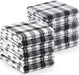 Utopia Towels Plaid Check Dish Towels, 15 x 25 Inches, 100% Ring Spun Cotton Super Absorbent Linen Kitchen Towels, Soft Reusable Cleaning Bar and Tea Towels Set (12 Pack, Black, White) - SHOP NO2CO2