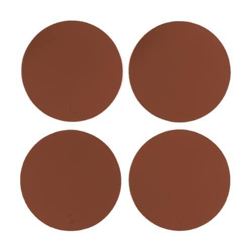 vacavaliente Set of 4 Round Coasters 4''x 4''. Brown Cocoa. Sustainable Recycled Leather, Eco-Friendly, Minimalist Design. - SHOP NO2CO2