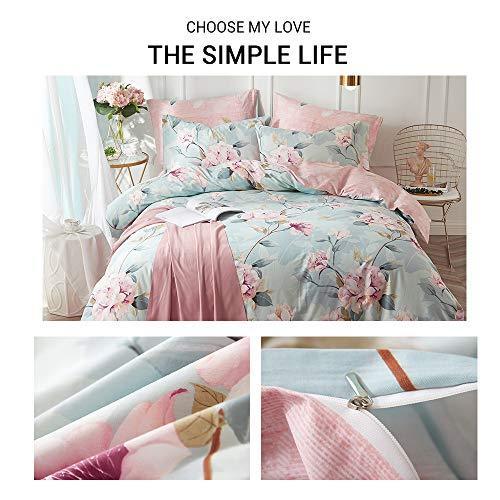 VClife Twin Floral Duvet Cover - Shabby Chic Blue Pink Aesthetic Duvet Cover Sets, Soft Breathable Cotton 3 Pieces with Zipper Closure, Fade Resistant, Easy Care - 1 Duvet Cover and 2 Pillowcases - SHOP NO2CO2