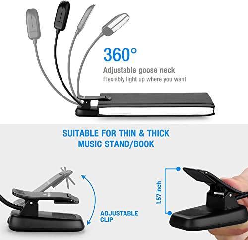 Vekkia 14 LED Rechargeable Book-Light with Clamp for Reading at Night in Bed, Warm/White , 180° Adjustable Clip on Light, Lightweight Eye Care Book Light, Perfect for Book Lovers - SHOP NO2CO2