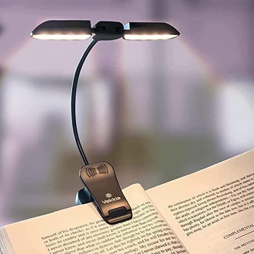 Vekkia 14 LED Rechargeable Book-Light with Clamp for Reading at Night in Bed, Warm/White , 180° Adjustable Clip on Light, Lightweight Eye Care Book Light, Perfect for Book Lovers - SHOP NO2CO2