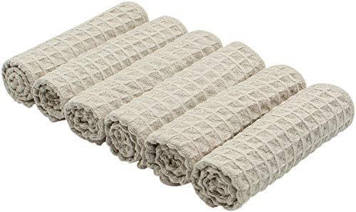 VeraSong Microfiber Kitchen Cleaning Cloth Thick Dish Rags Waffle Weave Washcloths Dish Cloths Ultra Absorbent Odor Free 12inch X 12inch 6 Pack Khaki - SHOP NO2CO2