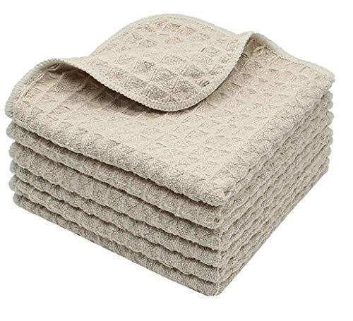 VeraSong Microfiber Kitchen Cleaning Cloth Thick Dish Rags Waffle Weave Washcloths Dish Cloths Ultra Absorbent Odor Free 12inch X 12inch 6 Pack Khaki - SHOP NO2CO2