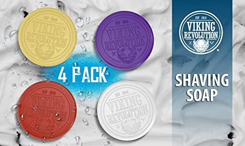 Viking Revolution Shaving Soap for Men - Shave Soap for Use with Shaving Brush and Bowl for Smoothest Wet Shave, Shaving Soap Puck - 4 Pack Variety, Each Pack 2.5oz - SHOP NO2CO2