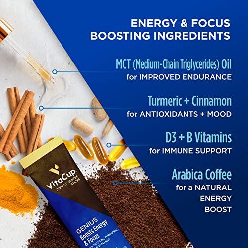 VitaCup Instant Coffee Sticks, Slim w/Garcinia for Diet & Metabolism, Keto Genius w/MCT Oil for Energy & Focus 10ct, & Low Acid USDA Organic Chemical Free Perfect 10ct, Coffee 30ct Bundle - SHOP NO2CO2