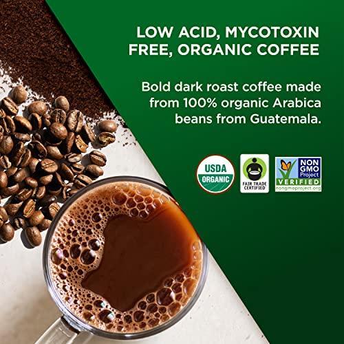 VitaCup Perfect Low Acid Coffee Ground, USDA Organic & Fair Trade, Mycotoxin Free, Dark Roast Guatemala Single Origin, Clean & Pure for Drip Coffee Brewers and French Press, 11 ounces - SHOP NO2CO2