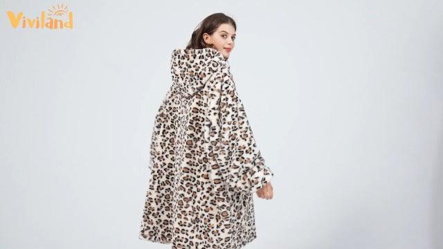 Viviland Blanket Hoodie Oversized Sweatshirt Soft Warm Giant Pullover with Large Front Pocket,Gifts for Women Men Teenagers, Cheetah Print Beige - SHOP NO2CO2