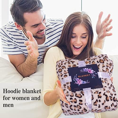 Viviland Blanket Hoodie Oversized Sweatshirt Soft Warm Giant Pullover with Large Front Pocket,Gifts for Women Men Teenagers, Cheetah Print Beige - SHOP NO2CO2