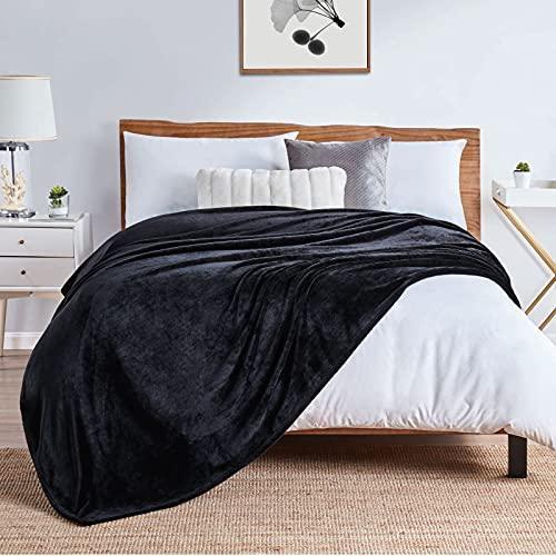 Walensee Fleece Blanket Plush Throw Fuzzy Lightweight (Throw Size 50x60 Black) Super Soft Microfiber Flannel Blankets for Couch, Bed, Sofa Ultra Luxurious Warm and Cozy for All Seasons - SHOP NO2CO2