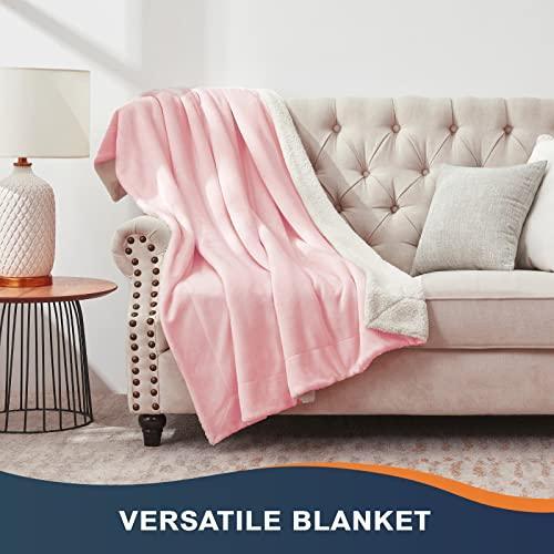 Walensee Sherpa Fleece Blanket (Throw Size 50”x60” Pink) Plush Throw Fuzzy Super Soft Reversible Microfiber Flannel Blankets for Couch, Bed, Sofa Ultra Luxurious Warm and Cozy for All Seasons - SHOP NO2CO2