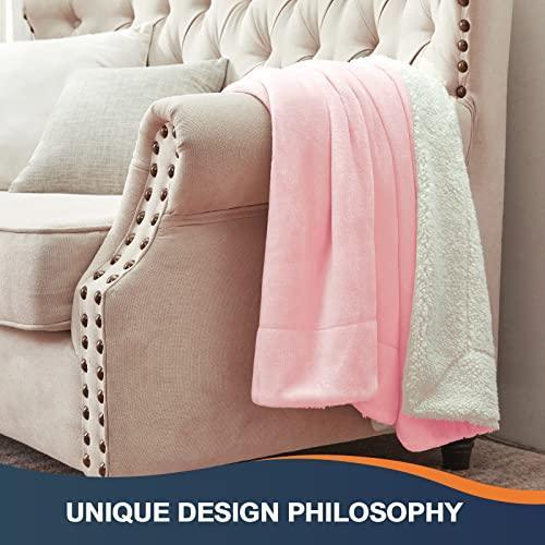 Walensee Sherpa Fleece Blanket (Throw Size 50”x60” Pink) Plush Throw Fuzzy Super Soft Reversible Microfiber Flannel Blankets for Couch, Bed, Sofa Ultra Luxurious Warm and Cozy for All Seasons - SHOP NO2CO2