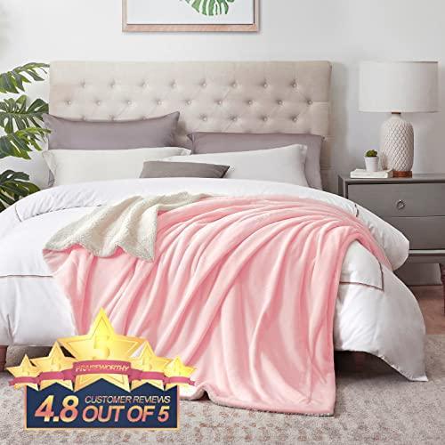 Walensee Sherpa Fleece Blanket (Throw Size 50”x60” Pink) Plush Throw Fuzzy Super Soft Reversible Microfiber Flannel Blankets for Couch, Bed, Sofa Ultra Luxurious Warm and Cozy for All Seasons - SHOP NO2CO2