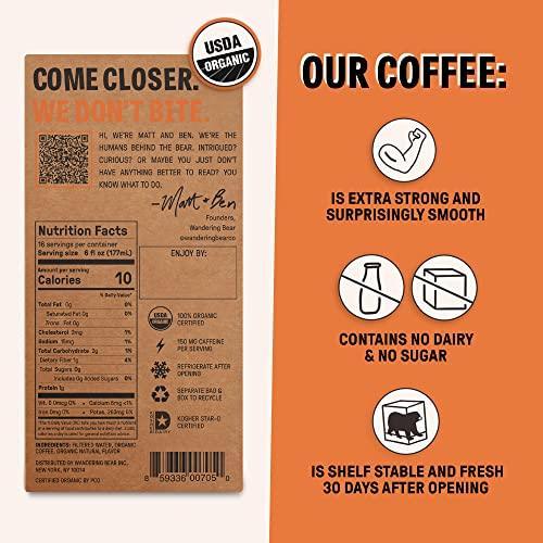 Wandering Bear Organic Hazelnut Cold Brew Coffee On Tap, 96 fl oz - Extra Strong, Smooth, Unsweetened, Shelf-Stable, and Ready to Drink Iced Coffee, Cold Brewed Coffee, Cold Coffee - SHOP NO2CO2