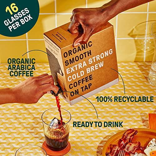 Wandering Bear Straight Black Organic Cold Brew Coffee On Tap, 96 fl oz - Extra Strong, Smooth, Unsweetened, Shelf-Stable, and Ready to Drink Iced Coffee, Cold Brewed Coffee, Cold Coffee - SHOP NO2CO2