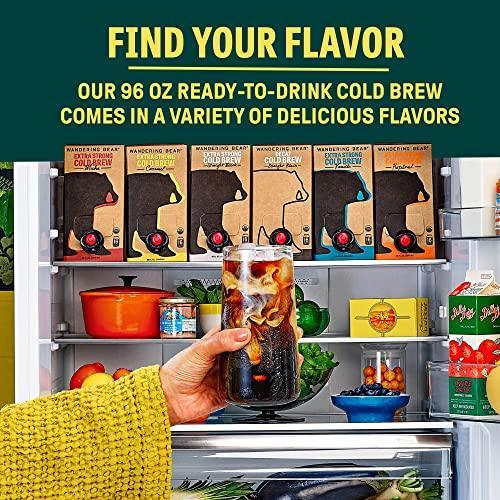 Wandering Bear Straight Black Organic Cold Brew Coffee On Tap, 96 fl oz - Extra Strong, Smooth, Unsweetened, Shelf-Stable, and Ready to Drink Iced Coffee, Cold Brewed Coffee, Cold Coffee - SHOP NO2CO2