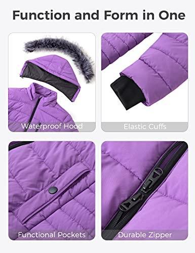 Wantdo Women's Plus Size Winter Jacket Warm Long Puffer Coat Quilted Parka Jacket with Removable Fur Hood - SHOP NO2CO2