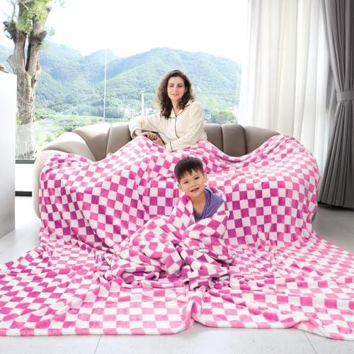 Warm Blanket Soft Cozy Throw Blanket Checkered Fleece Throw Blankets for Couch (Lattice Rose Red, 40"x50") - SHOP NO2CO2