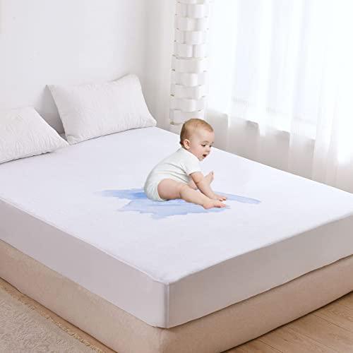 Waterproof Mattress Protector Twin Size, Fitted Mattress Cover with 14in-18in Deep Pocket, Breathable | Softly Terry Cotton | Dustproof | Noiseless | Skin-Friendly - SHOP NO2CO2