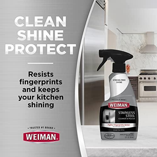 Weiman Stainless Steel Cleaner Kit - Fingerprint Resistant, Removes Residue, Water Marks and Grease from Appliances Works Great on Refrigerators, Dishwashers, Ovens, Grills Packaging May Vary - SHOP NO2CO2