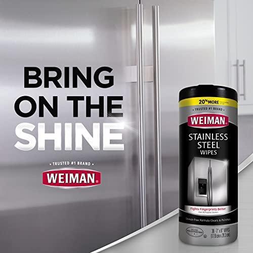 Weiman Stainless Steel Cleaner Kit - Fingerprint Resistant, Removes Residue, Water Marks and Grease from Appliances Works Great on Refrigerators, Dishwashers, Ovens, Grills Packaging May Vary - SHOP NO2CO2