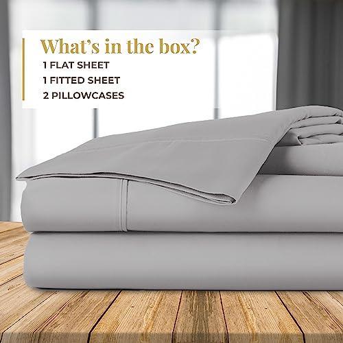 Westbrooke 100% Cotton Sheet Set - 400 Thread Count California King Size Sateen Sheets - 4 Piece Long Staple Cotton Bedding Set with 16" Deep Pocket - Soft & Breathable Luxury Sheets (Grey Silver) - SHOP NO2CO2
