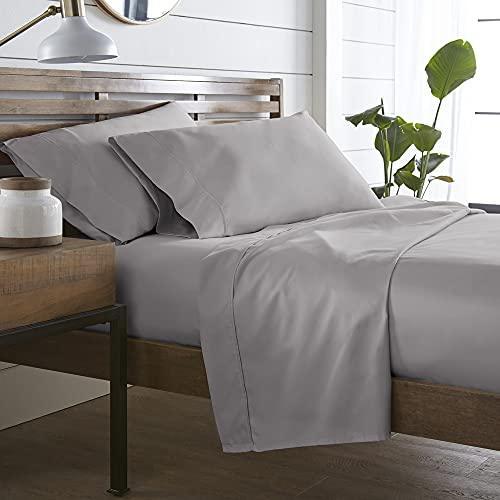 Westbrooke 100% Cotton Sheet Set - 400 Thread Count California King Size Sateen Sheets - 4 Piece Long Staple Cotton Bedding Set with 16" Deep Pocket - Soft & Breathable Luxury Sheets (Grey Silver) - SHOP NO2CO2