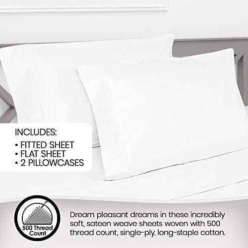 Whisper Organics, 100% Organic Cotton Sheet Set - 500 TC Bed Sheets Set (Bed Sheet + Flat Sheet + 2 Pillowcases) - Extra Deep Sheets Set - GOTS Certified (White, Full) - SHOP NO2CO2