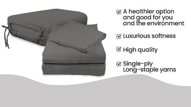 Whisper Organics, 100% Organic Cotton Sheets - 300 TC Bed Sheet Set - Premium Quality - Deep Pocket - GOTS Certified, White, Twin - SHOP NO2CO2