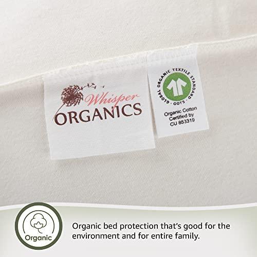 Whisper Organics, 100% Waterproof Mattress Protector - Pique Textured Weave, Breathable Soft & Durable - King Mattresses Cover - GOTS Certified Organic - White, 17" Deep Pocket, 78x82 Inch - SHOP NO2CO2