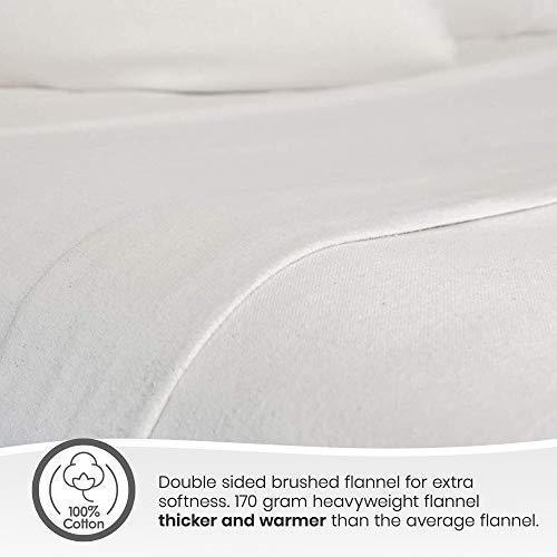 Whisper Organics - GOTS Certified 100% Organic Cotton Flannel Sheet Set - 170 Gram Thick, Brushed for Extra Soft and Cozy Sheets (White, Queen) - SHOP NO2CO2