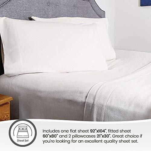 Whisper Organics - GOTS Certified 100% Organic Cotton Flannel Sheet Set - 170 Gram Thick, Brushed for Extra Soft and Cozy Sheets (White, Queen) - SHOP NO2CO2