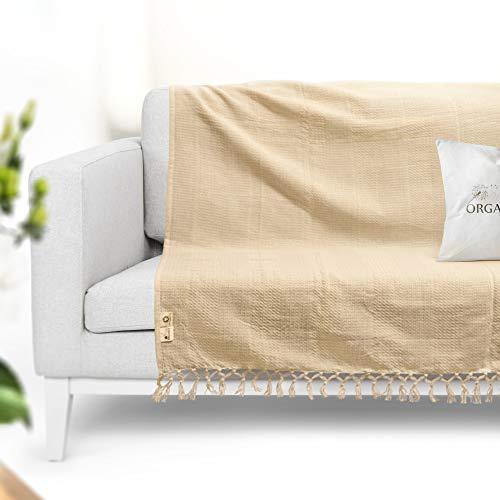 Whisper Organics Organic Cotton Throw Blanket G.O.T.S. Certified (60x80, Natural) - SHOP NO2CO2