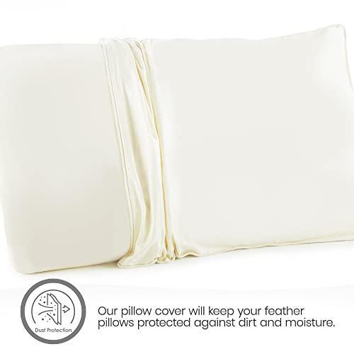 Whisper Organics Pillow Protector - GOTS Certified, 100% Cotton Pillow Encasements with Zipper - Pillow Covers - 20 x 26 Inches, Pack of 2 (Standard, Ivory) - SHOP NO2CO2