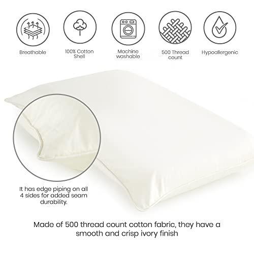 Whisper Organics Pillow Protector - GOTS Certified, 100% Cotton Pillow Encasements with Zipper - Pillow Covers - 20 x 26 Inches, Pack of 2 (Standard, Ivory) - SHOP NO2CO2