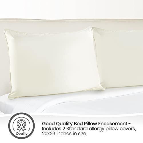 Whisper Organics Pillow Protector - GOTS Certified, 100% Cotton Pillow Encasements with Zipper - Pillow Covers - 20 x 26 Inches, Pack of 2 (Standard, Ivory) - SHOP NO2CO2