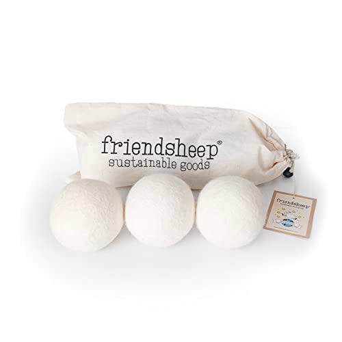 Wool Dryer Balls by Friendsheep 3 Pack XL Organic Premium Reusable Cruelty Free Handmade Fair Trade No Lint Fabric Softener White Trio - SHOP NO2CO2